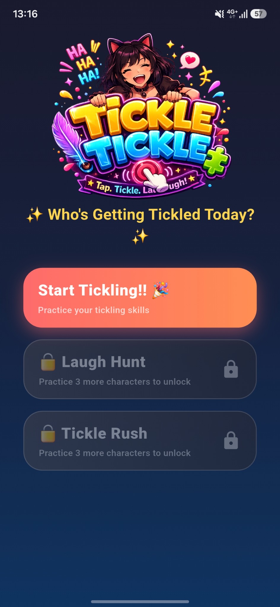 Home screen before challenge modes are unlocked